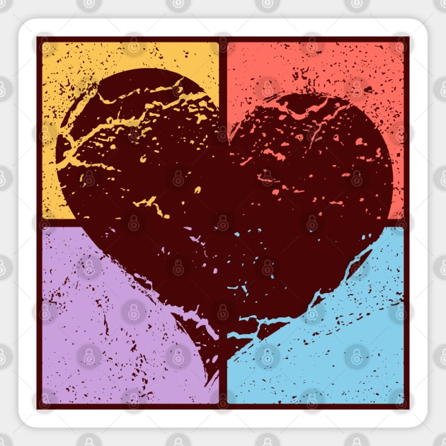 Distressed Heart Pop Art Design - Retro Love Art Magnet by TuncGK